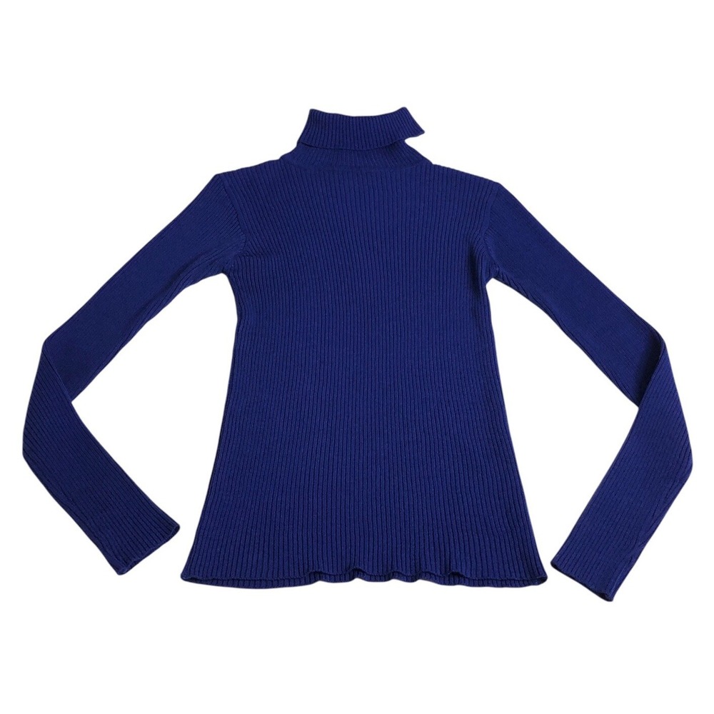 VTG 80s Fruit of the Loom The Knits Ribbed Turtleneck Medium Blue Acrylic Slim